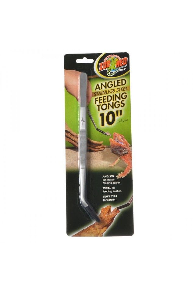 Zoo Med Angled Stainless Steel Feeding Tongs - 10 inch
