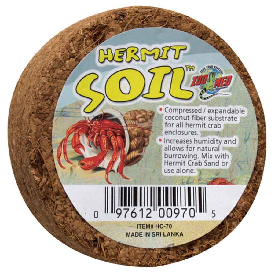 Zoo Med Hermit Crab Substrate Soil compressed coconut fiber for hermit crabs habitat and natural behavior.
