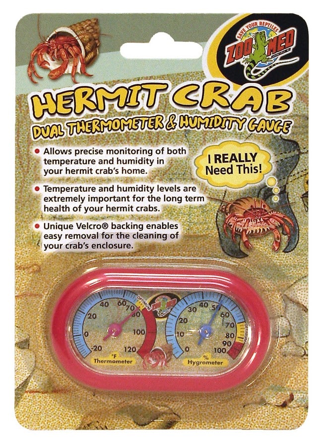 Zoo Med Hermit Crab Dual Thermometer Humidity Gauge - Assorted Colors