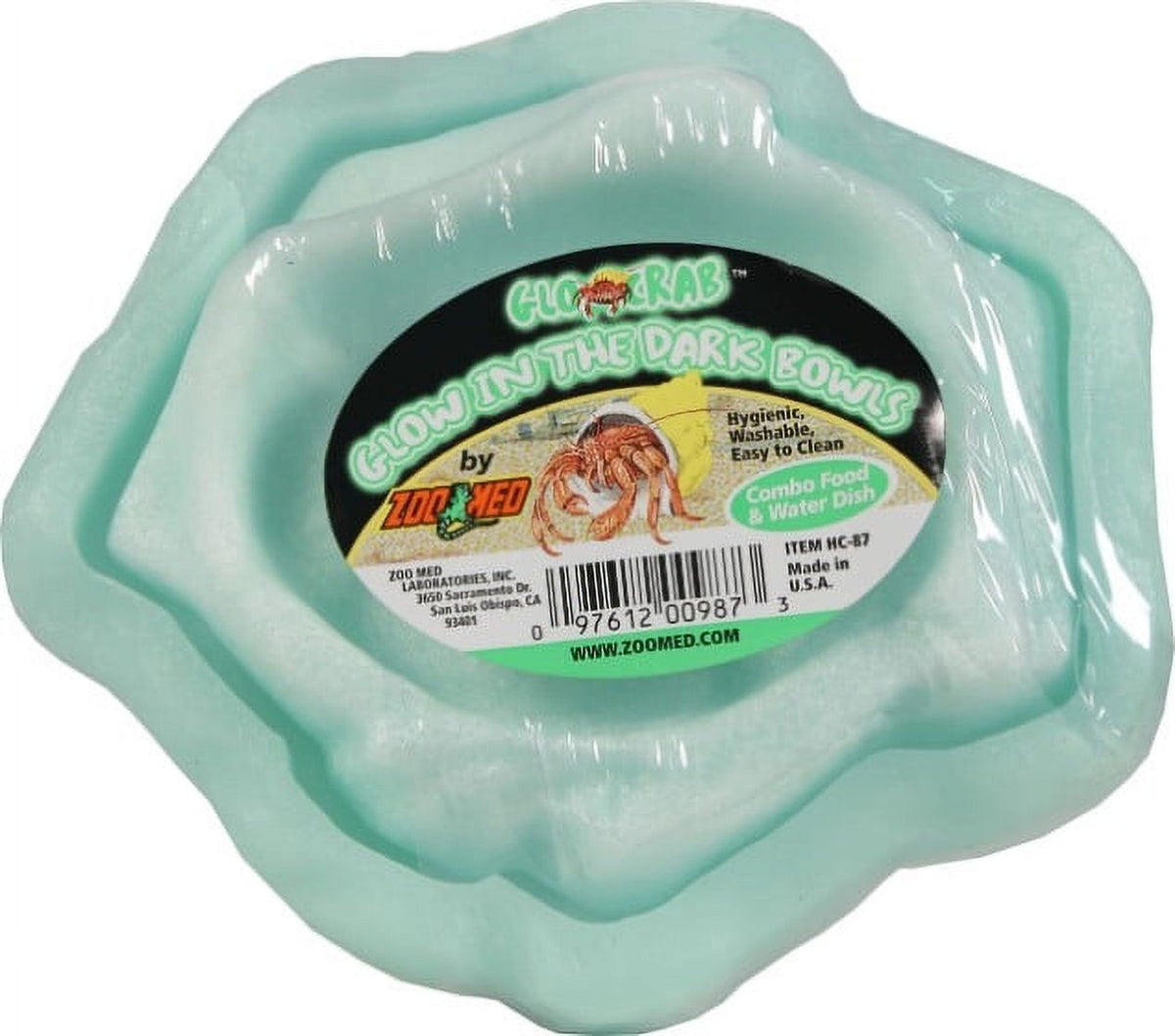 Zoo Med Hermit Crab Bright Bowls - Glow in the Dark - Food & Water Combo